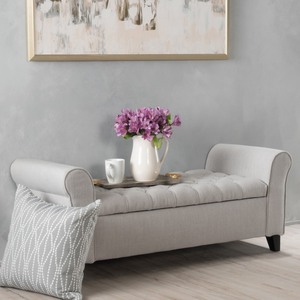 lot 1976 image: Keiko Contemporary Rolled Arm Fabric Storage Ottoman Bench by Christopher Knight Home- Retail$224.56