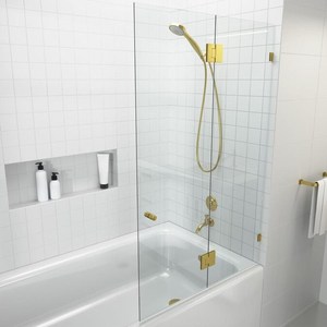 lot 1895 image: Glass Warehouse Frameless Shower Door Hardware Satin Brass&nbsp
