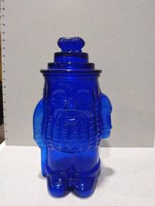 lot 1000 image: Mr Peanut cobalt glass cookie jar