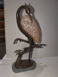 lot 1082 image: Signed brass on marble Tin Chi Craine table lamp