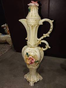lot 1192 image: Signed ceramic urn vase pitcher approximately 26 in tall