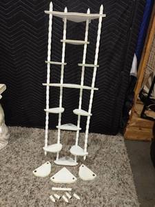 lot 1196 image: Wood wall mounted corner shelving approximately 42 in tall with additional pieces