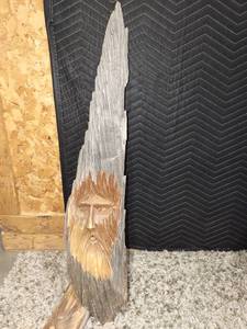 lot 1206 image: Knotty wood spirit carved decor approximately 40 in tall