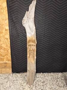 lot 1207 image: Knotty wood spirit carved decor approximately 39 in tall