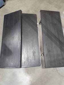 lot 2020 image: 3 Black shelves. Approximately 33 x 13 each