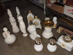 lot 3060 image: Avon milk glass decanters