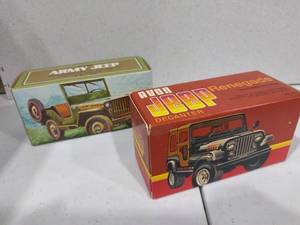 lot 3134 image: Avon glass vehicle cologne decanters with box