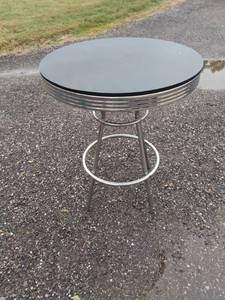 lot 854 image: retro bar height wood and metal table