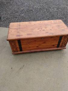 lot 858 image: vintage cedar chest on wheels needs a little repair 45 in wide 21 inches deep 19 in tall