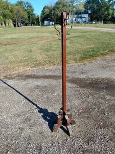 lot 873 image: vintage wood hall tree 70 in tall
