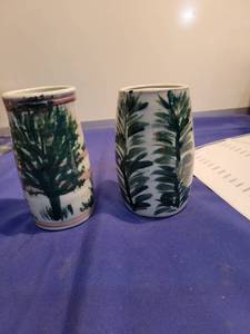 lot 3522 image: Two clay glasses
