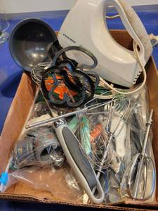 lot 3534 image: Flat of kitchen utensils With Halloween cookie cutters