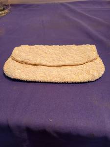 lot 3567 image: vintage white beaded evening bag