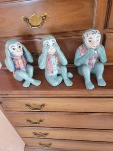 lot 3568 image: See no evil monkey hear no evil monkey speak no evil monkey Statues