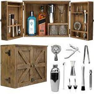 lot 2907 image: Excello Global Products Barndoor Bar Cabinet