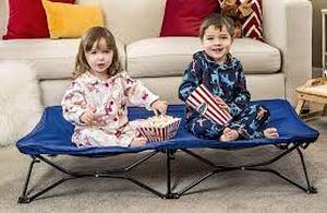 lot 2912 image: Regalo My Cot Blue Portable Folding Travel Bed