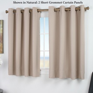 lot 2931 image: Grey Grommet Top Curtains 34 x 25