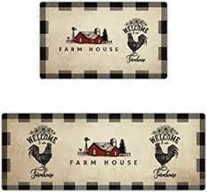 lot 2958 image: Farmhouse Cushioned Kitchen Rug and Runner