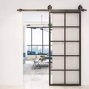 lot 2995 image: JUBEST DIY Glass Sliding Barn Door