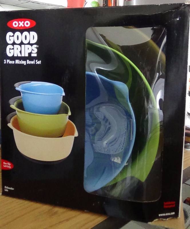 lot 4097 image: OXO Good Grips 3-Piece Mixing Bowl Set - BlueGreenYellow