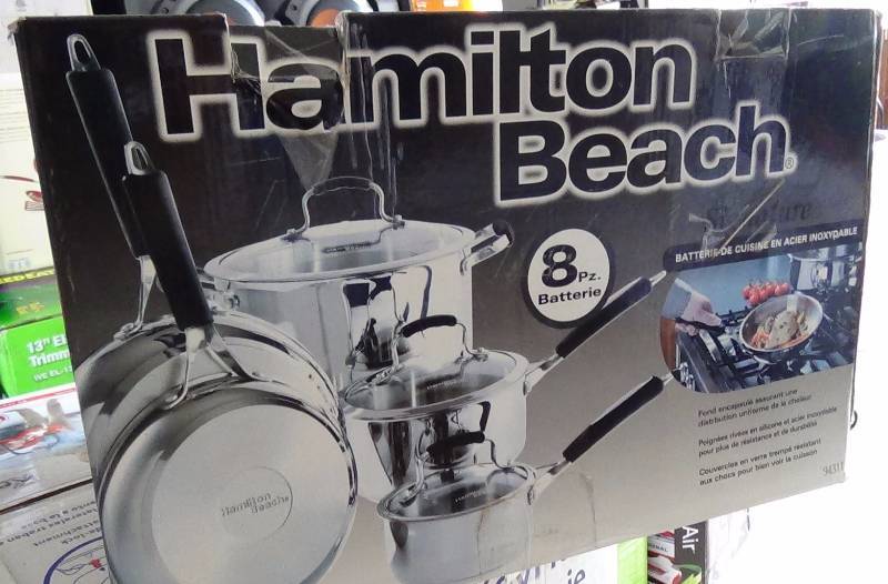 lot 2851 image: Hamilton Beach 94311 Signature 8 Piece Cookware Set, Stainless Steel