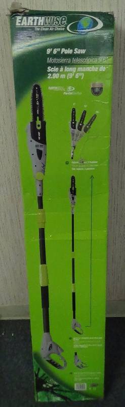 lot 4124 image: Earthwise 8-Inch 6-Amp Corded Electric Telescopic Pole Saw with 3-Position Head