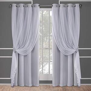 lot 3516 image: Exclusive Home Curtains Catarina Layered Solid Blackout and Sheer,Window, Curtain Panel Pair with Grommet Top, 52x84, Cloud Grey, 2 Count