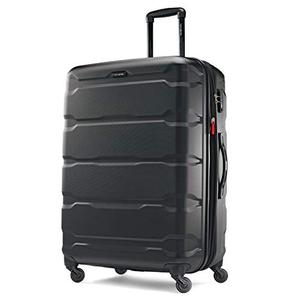 lot 3522 image: Samsonite Omni PC Hardside Expandable Luggage with Spinner Wheels, Black, Checked-Large 28-Inch
