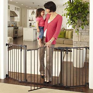 lot 3524 image: Toddleroo by North States 72 wide Deluxe D�cor Baby Gate Sturdy extra wide baby gate with one hand operation. Hardware Mount. Fits 38.3 - 72 Wide. (30 Tall, Matte Bronze)