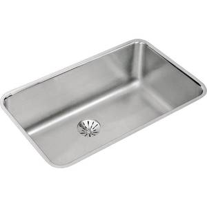 lot 3531 image: Elkay Lustertone Classic Stainless Steel 30-12 x 18-12 x 10, Single Bowl Undermount Sink with Perfect Drain