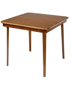 lot 3558 image: Meco STAKMORE Straight Edge Folding Card Table Fruitwood Finish
