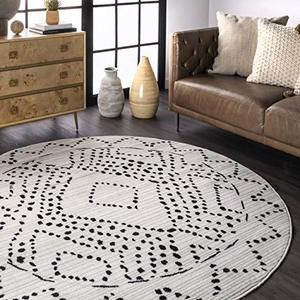 lot 3585 image: nuLOOM Mila Dotted Diamond Trellis Area Rug, 6 Round, Grey