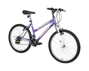 lot 3591 image: Dynacraft Magna Front Shock Mountain Bike Girls 24 Inch Wheels with 18 Speed Grip Shifter and Dual Handbrakes in Puple