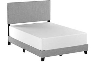 lot 3598 image: Crown Mark Erin Upholstered Panel Bed in Gray, Twin