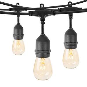 lot 3606 image: 48 Feet Outdoor Patio String Lights with 15 S14 Incandescent Edison Bulbs UL Listed Commercial Grade Connectable Weatherproof Hanging Lights for Deck Backyard Garden Porch Cafe Party Decor, Warm White