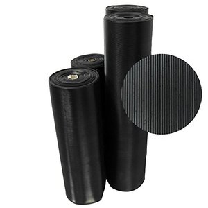 lot 3608 image: Rubber-Cal 03_167_W_FR_04 Fine Rib Corrugated Rubber Floor Mats, 18 Thick x 3 x 4 Runners, Black