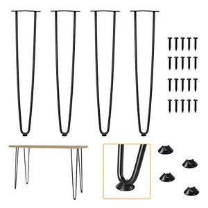 lot 3620 image: Genius Iron 28 Hairpin Table Legs 12 Rods with Industrial Heavy Duty Steel, Set of 4 Modern Satin Black Metal Furniture Legs, for Coffee Table, Stand and DIY Desk
