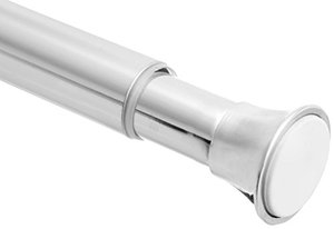 lot 3623 image: Amazon Basics Tension Curtain Rod, Adjustable 54-90 Width - Chrome, Classic Finial