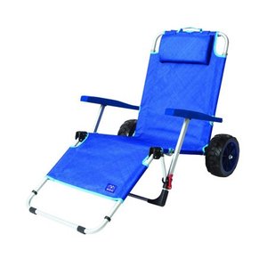 lot 3629 image: Mac Sport 2-in-1 Beach Camping Folding Lounger Chair & Wagon Cart w Locks, Blue
