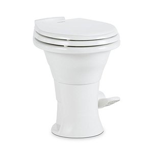 lot 3631 image: Dometic White 310 Series Standard Toilet 302310031, 19.75 Height, Slow Close Wood Seat