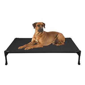 lot 3680 image: Veehoo Cooling Elevated Dog Bed, Portable Raised Pet Cot with Washable & Breathable Mesh, No-Slip Rubber Feet for Indoor & Outdoor Use, Large, Black