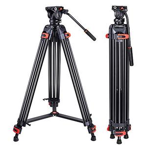 lot 3688 image: Heavy Duty Tripod Professional Video Tripod Aluminium 72inch with 360 Degree Fluid Head for Canon Nikon DSLR Camcorder Cameras