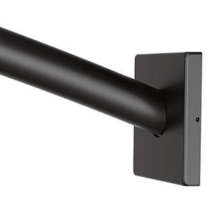 lot 3692 image: Moen CSR2167BL Triva 5-Foot Curved Fixed Mount Shower Curtain Rod with Pivoting Flanges, Matte Black