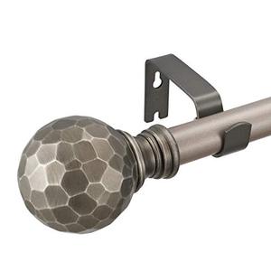lot 3703 image: Decorative Window Curtain Rod 1-Inch Diameter with Modern Design Finials, Drapery Curtain Pole Extends from 36 to 72 Inches,Antique Silver