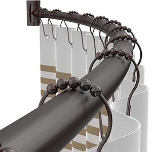 lot 3704 image: PrettyHome Adjustable Curved Shower Curtain Rod Rustproof Expandable Aluminum Metal Shower Rod 38-72 Inches Telescoping Design Exquisite Customizable for Bathroom,Bronze