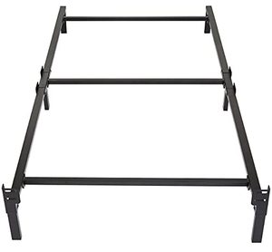 lot 3709 image: Amazon Basics Metal Bed Frame, 6-Leg Base for Box Spring and Mattress - Twin, 74.5 x 38.5-Inches, Tool-Free Easy Assembly