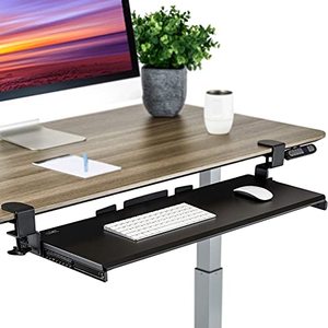 lot 3716 image: Seville Classics Airlift Ergonomic Desk Keyboard and Mouse Tray Computer Table Slide-Out Platform Drawer for Typing Workstation, 31.5, Black