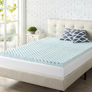 lot 3727 image: Zinus 3 Inch Swirl Gel Memory Foam Convoluted Mattress Topper  Cooling, Airflow Design  CertiPUR-US Certified, Twin
