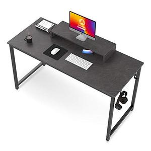lot 3731 image: Computer Desk, 39 inch Home Office Study Writing Desk, Simple Style Small PC Table, Dark Grey Marble Board with Black Metal Frame
