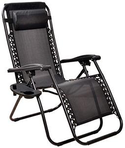 lot 3737 image: BalanceFrom Adjustable Zero Gravity Lounge Chair Recliners for Patio, Black